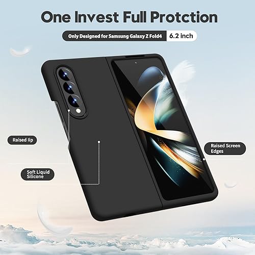 Miniatura 3 de oakxco Funda para teléfono Samsung Galaxy Z Fold 4 de silicona líquida, bonita funda de gel de TPU suave delgada y delgada de goma suave para