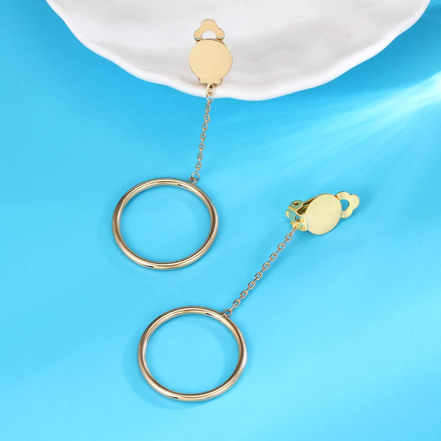 1 inch Hoop Dangle Style Clip On Earrings for No Pierced Ears - Image 8