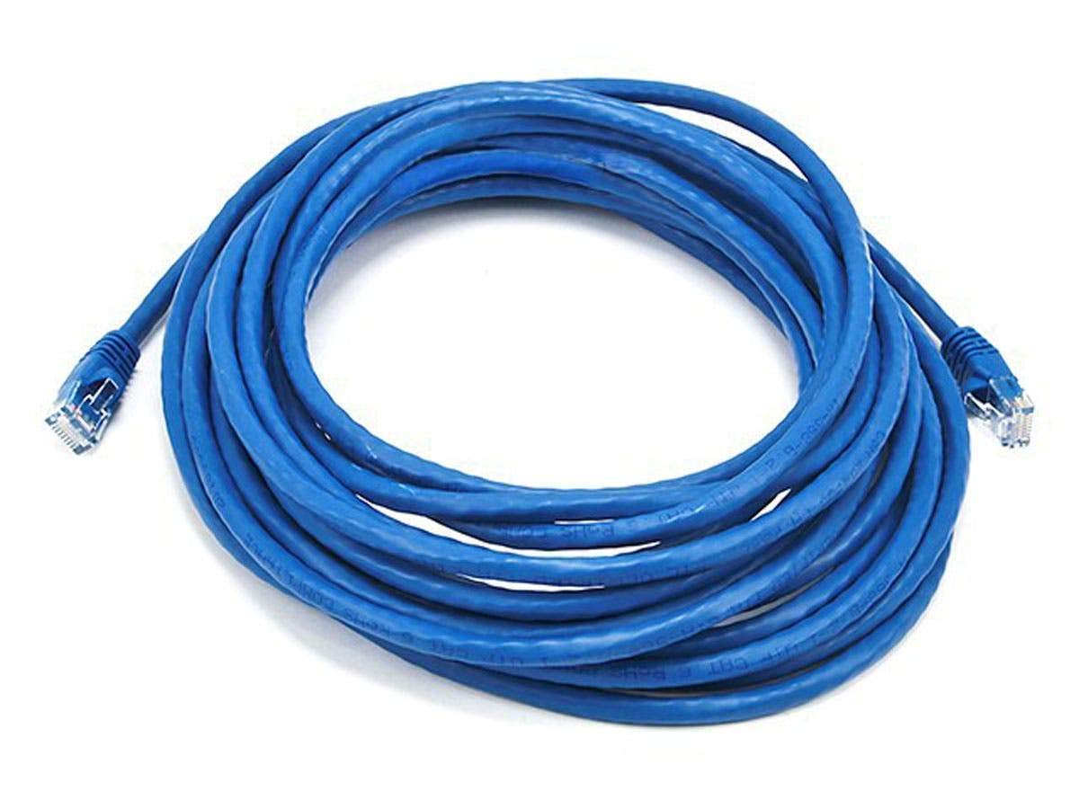 Monoprice Cat6 Ethernet Patch Cable - Network Internet Cord - 7.62M (25ft) - Blue, RJ45, Stranded, 550Mhz, UTP, Pure Bare Copper Wire, 24AWG