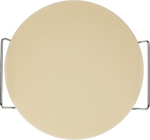 Miniatura 4 de IBILI Piedra redonda para pizza para horno con estante de transporte, 13 pulgadas de diámetro, piedra de hornear duradera ideal para hornear pizza