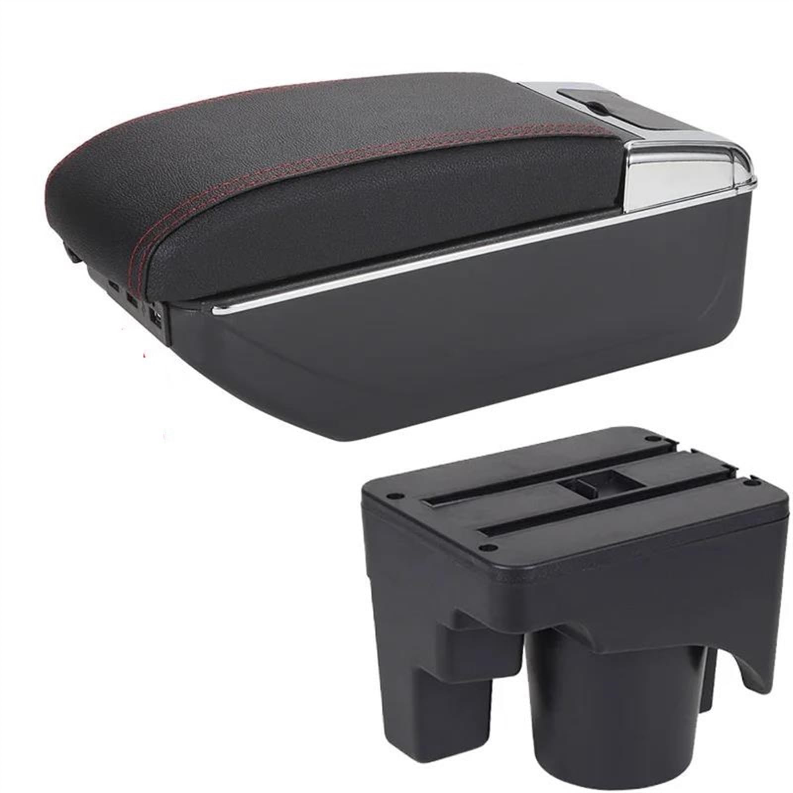 NOHEEU Car Armrest Box Storage For Scirocco For Sagitar For Golf 6 5 Mk6 MK5 For Jetta(A1 Black red 7USB)
