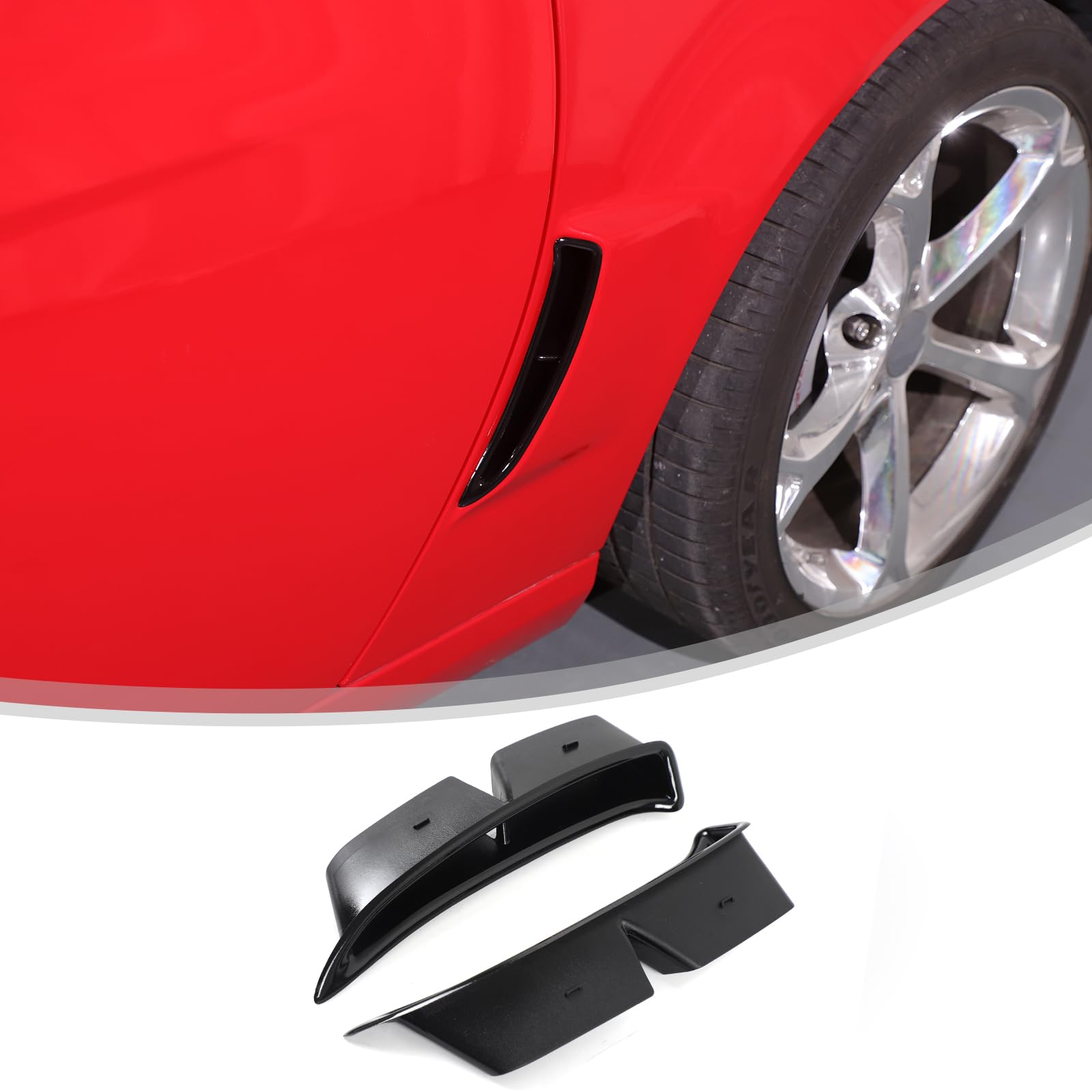 Car Fender Side Vents Compatible with Chevy Corvette C6 2005-2013,Rear Brake Duct Scoops, Air Flow Intake Hole Grille Spoiler C6 Replacement Accessories (Gloss Black-2pcs)