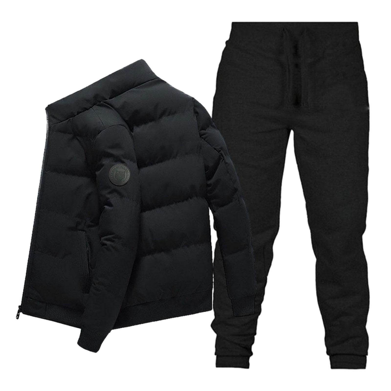 Jogging Suit Warm Clothing Winter Sportswear for Jogging Backpacking Outdoor Black M-image-41