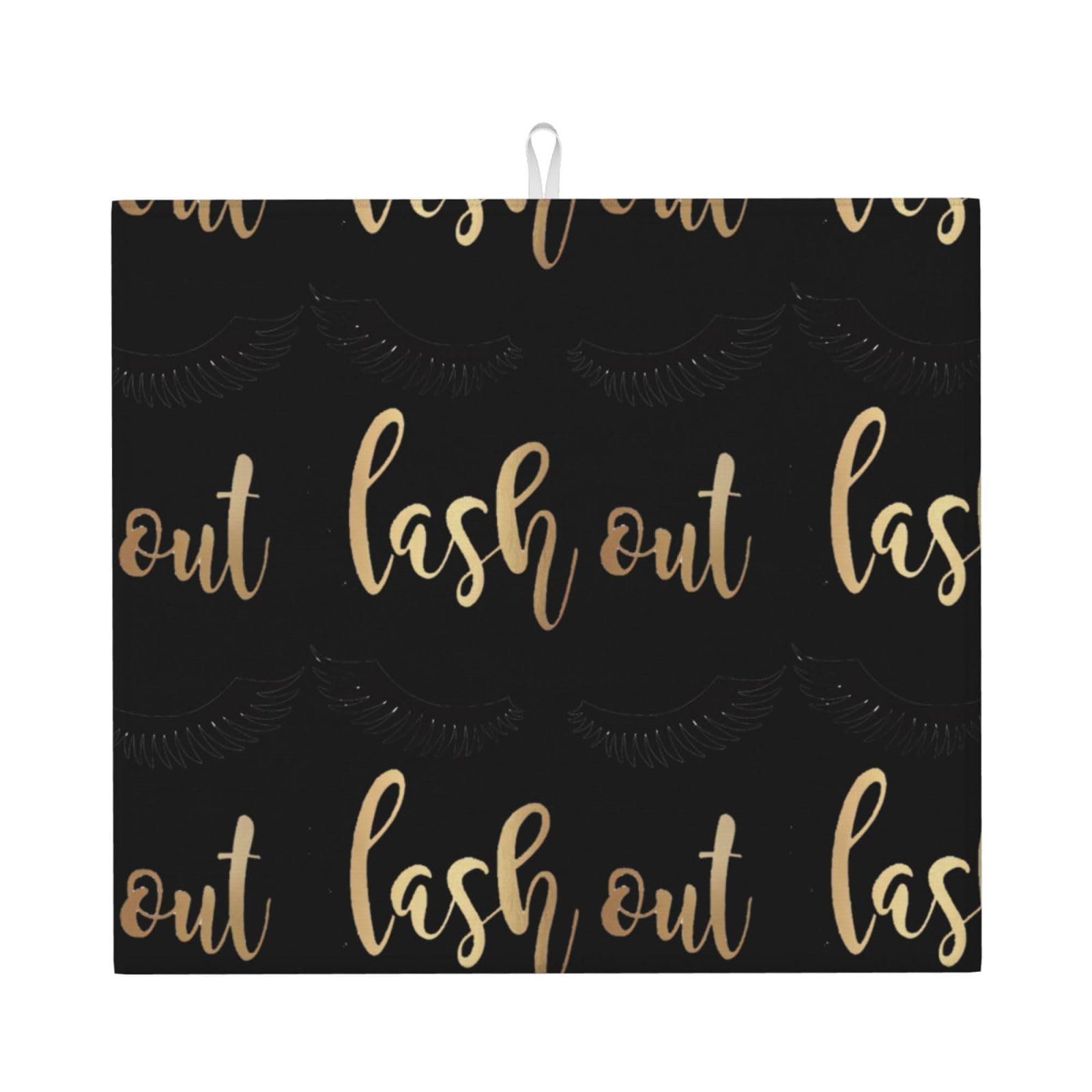 HJFCZH Eyelash Prints Kitchen Drying Mat – High-Capacity Absorbent Dish Cover, Engineered with 4x Weight Absorption, Durable Microfiber & Composite Foam Construction