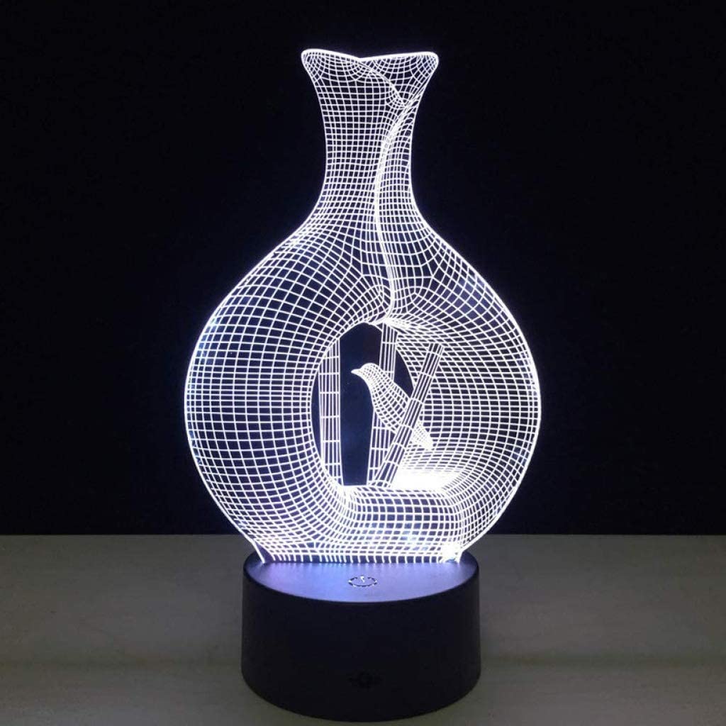 Veilleuse 3D, lampe de chevet pour chambre à coucher, lampe de table d'oiseau, 7 couleurs, lampe LED visuelle, décoration de sommeil pour bébé