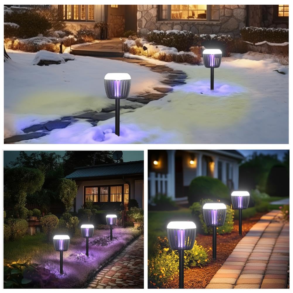 Zapper solare per esterni, impermeabile, alimentato a energia solare, con luce a LED, lampada per catturare zanzare, piccole zapper volanti per patio, giardino, cortile, campeggio (nero, 2 pezzi)