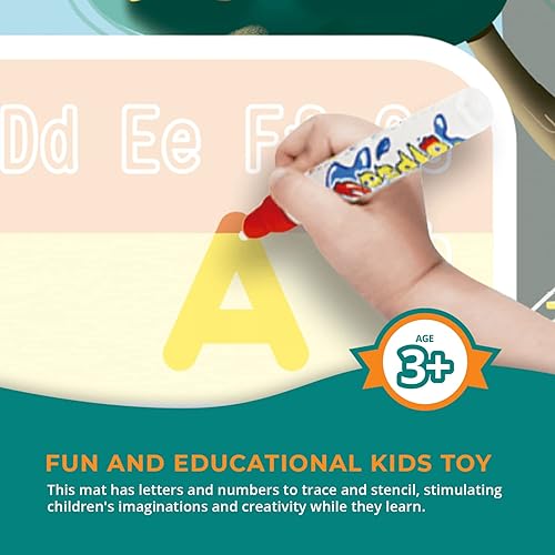 Miniatura 9 de Channie's Alfombrilla de agua reutilizable de dinosaurio mágica para niños de 3 años en adelante, tapete de dibujo acuático con bolígrafos de agua,