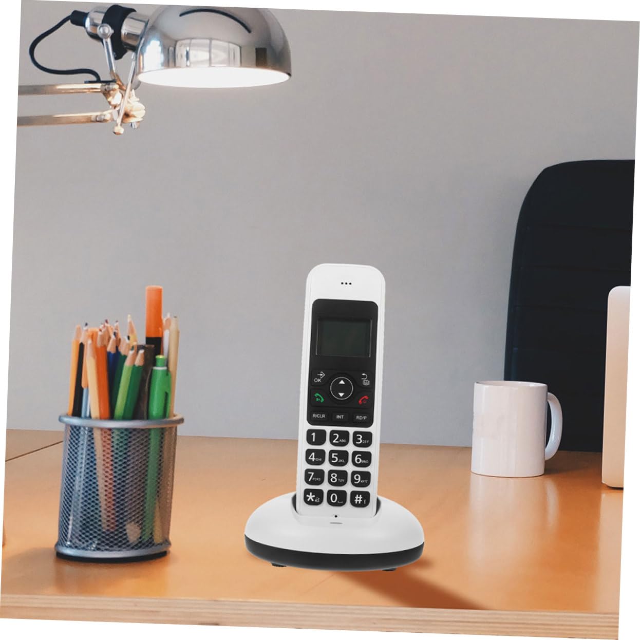 Telefono Cordless da Casa a Grandi Tasti Bianco Display LCD | Funzione Espandibile, per Uso Domestico e Ufficio, Accessoriato Batteria Aaa