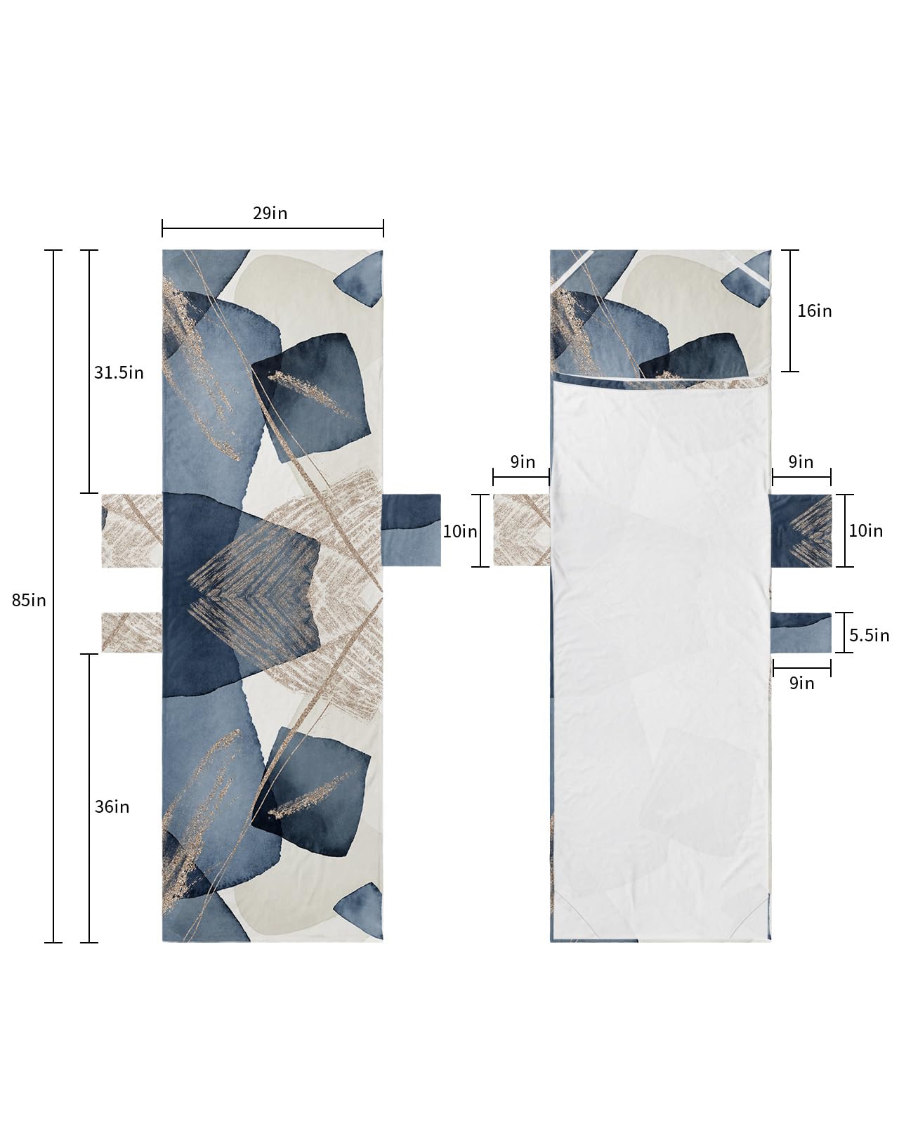 Navy Blue Geometric Beach Lounge Chair Towel Cover, Soft Chaise Lounge Towel with Side Pockets Patio Pool Chairs Cover for Beach/Pool Sunbathing 29x85 Boho Middle Century Abstract Art