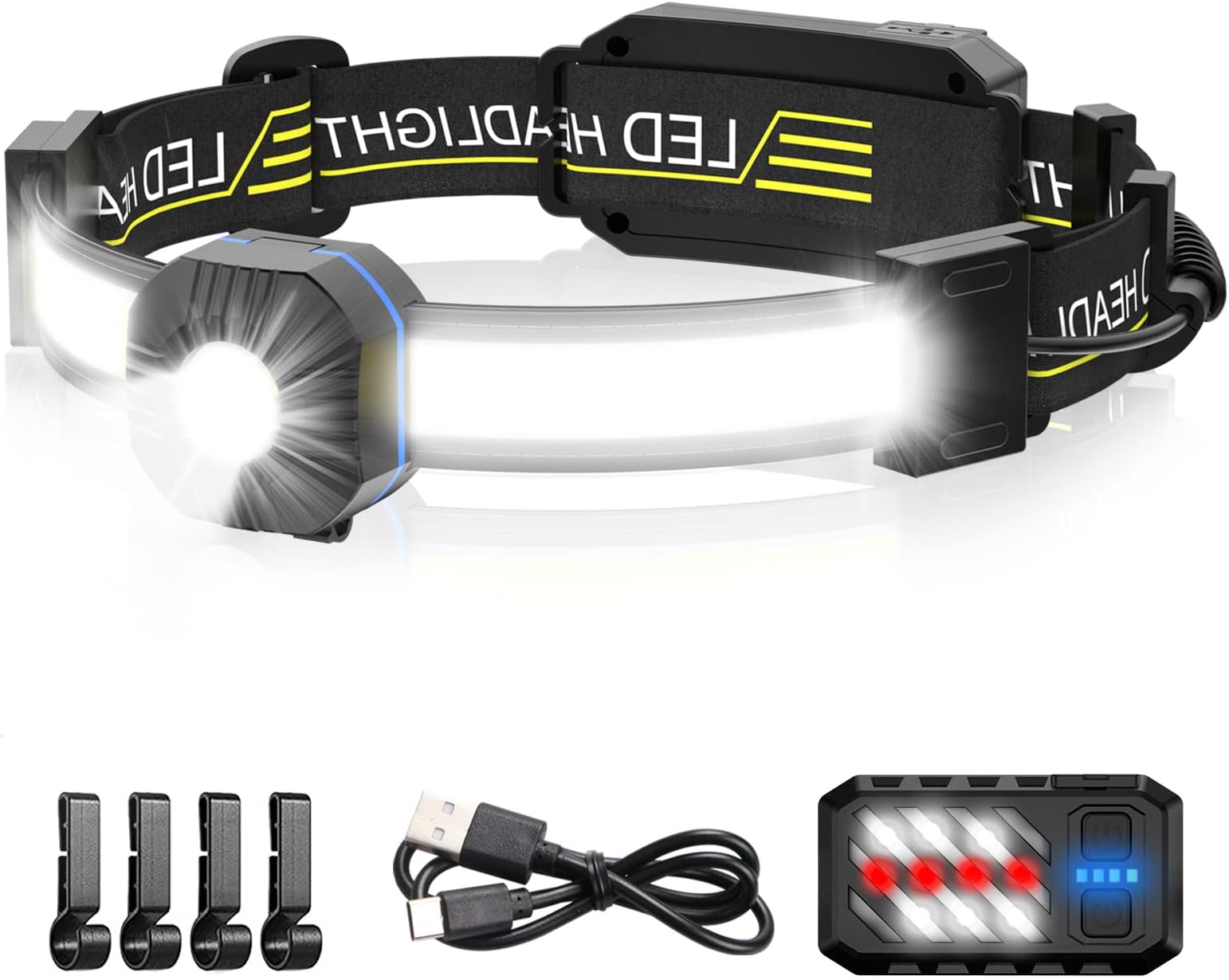 Lampada Frontale LED Ricaricabile - 230° Angolo Luminoso, Impermeabile IPX5, Sensore Di Movimento, Per Corsa E Outdoor - Foto 4