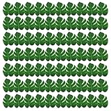 Yolev 70pcs Fake Palm Leaves 6 Inch Artificial Tropical Monstera Leaves Decor Mini Green Palm Leaf for Hawaiian Palms Sunday Safari Jungle Theme Luau Dinosaur Theme Party Table Decoration Wedding