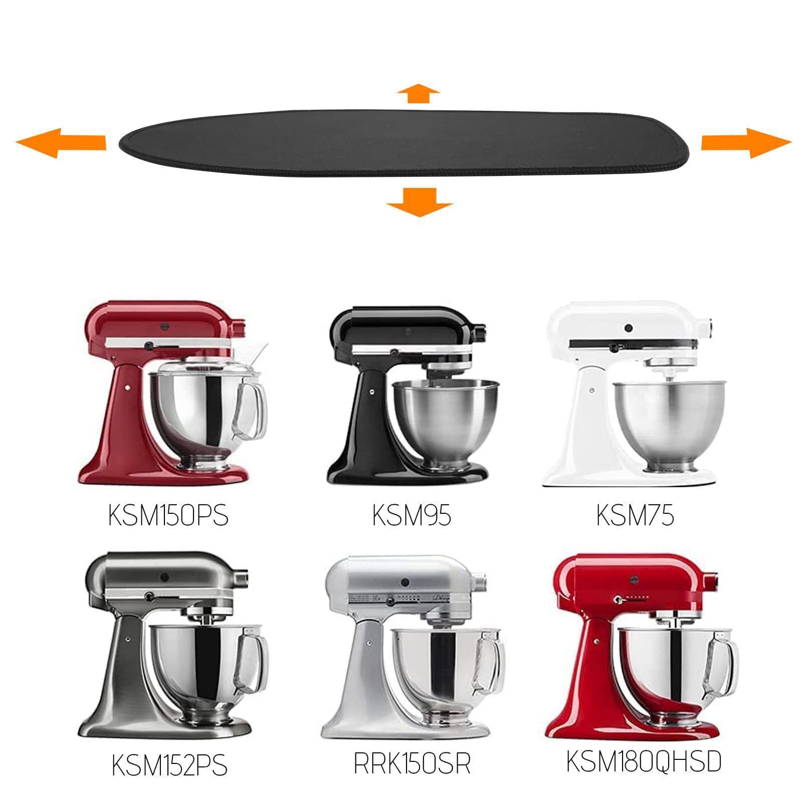 Tappetino Scorrevole Per Mixer KitchenAid Con Clip Fermacavi – Gomma Antiscivolo, Impermeabile, Proteggi Piano