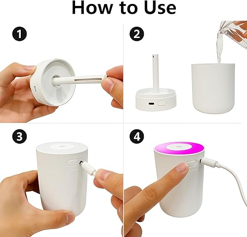 Miniatura 7 de Humidificador de 7.8 fl oz para dormitorio, humidificador de aire para el hogar, humidificadores de plantas para interiores pequeños con luz LED de