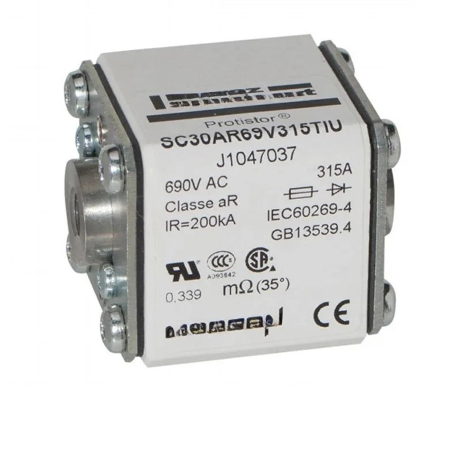 Fusible SC30AR69V100TIU protection surintensité rail DIN cartouche E1046895