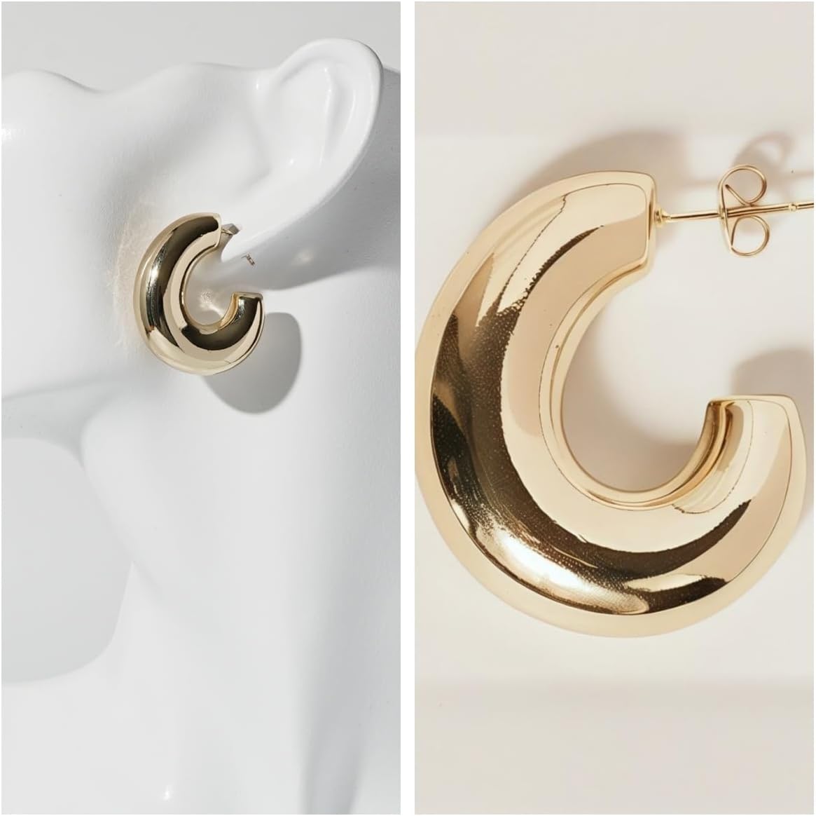 6 Pairs Gold Dangle Earrings for Women, 14k Thick Dainty Dangling Hoop Fashion Cute Trendy Chunky Earring Set Aesthetic Hypoallergenic Twisted Jewelry Costume Pack - Image 3