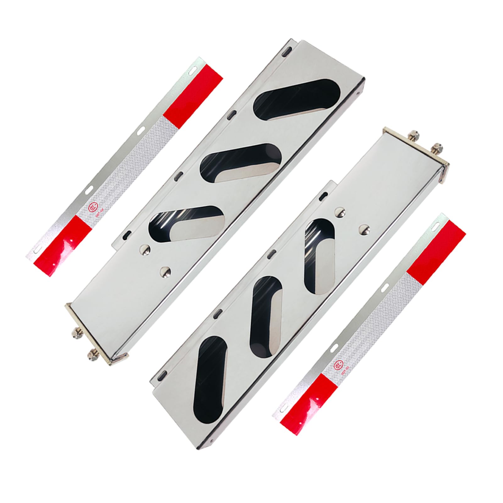 Soportes de acero inoxidable con cintas reflectantes de aluminio y recortes de luz ovalados de 2.5 pulgadas de longitud y 30 pulgadas de longitud, para remolques de semirremolques, paquete de 2
