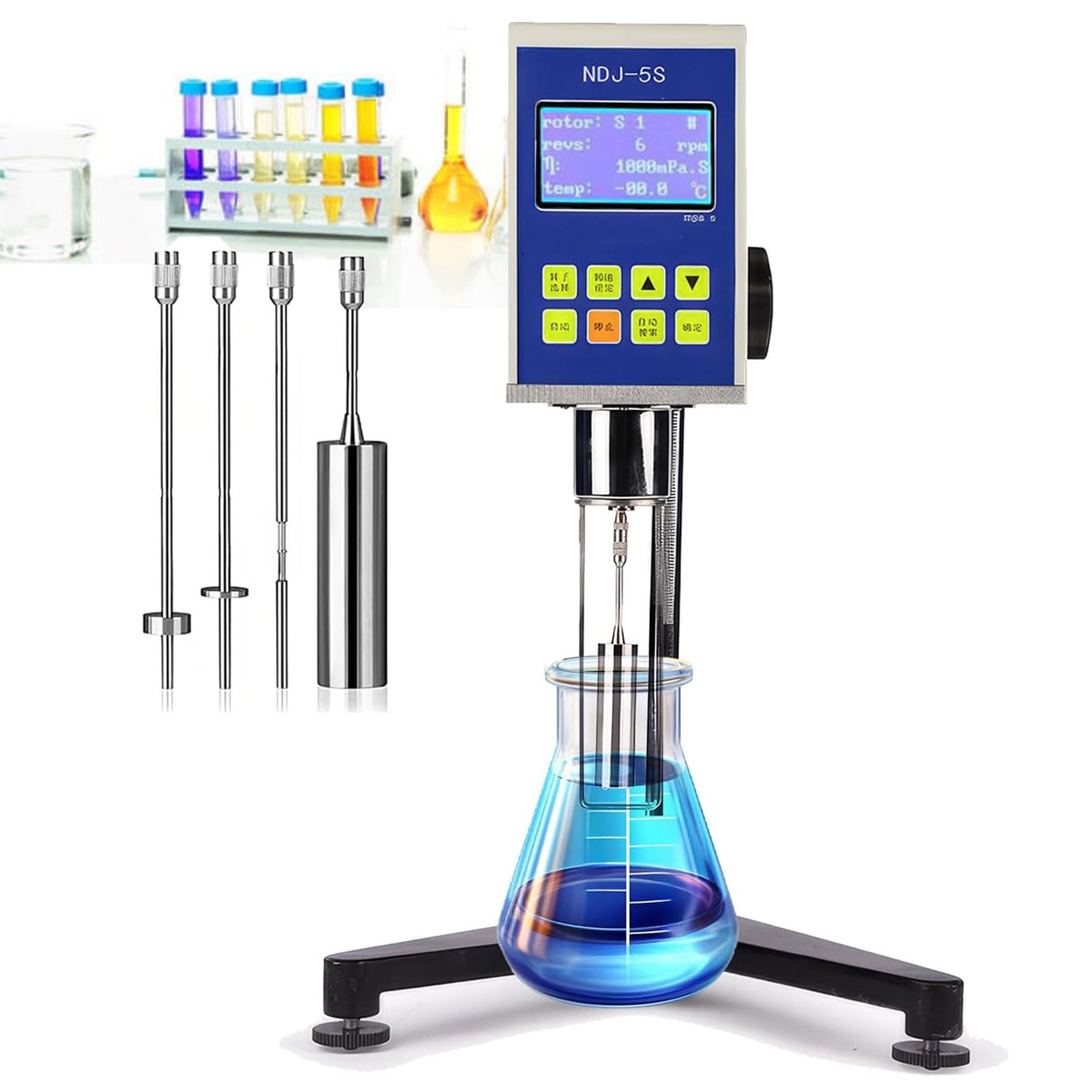 Cyfrowy wyświetlacz rotacyjny wiskozymetr z 4 wirnikami, laboratoryjny tester lepkości płynów z wyświetlaczem LCD i wyjściem danych, 0,3~60 obr./min, do tuszy, farb, powłok, klejów, smarów(8S)