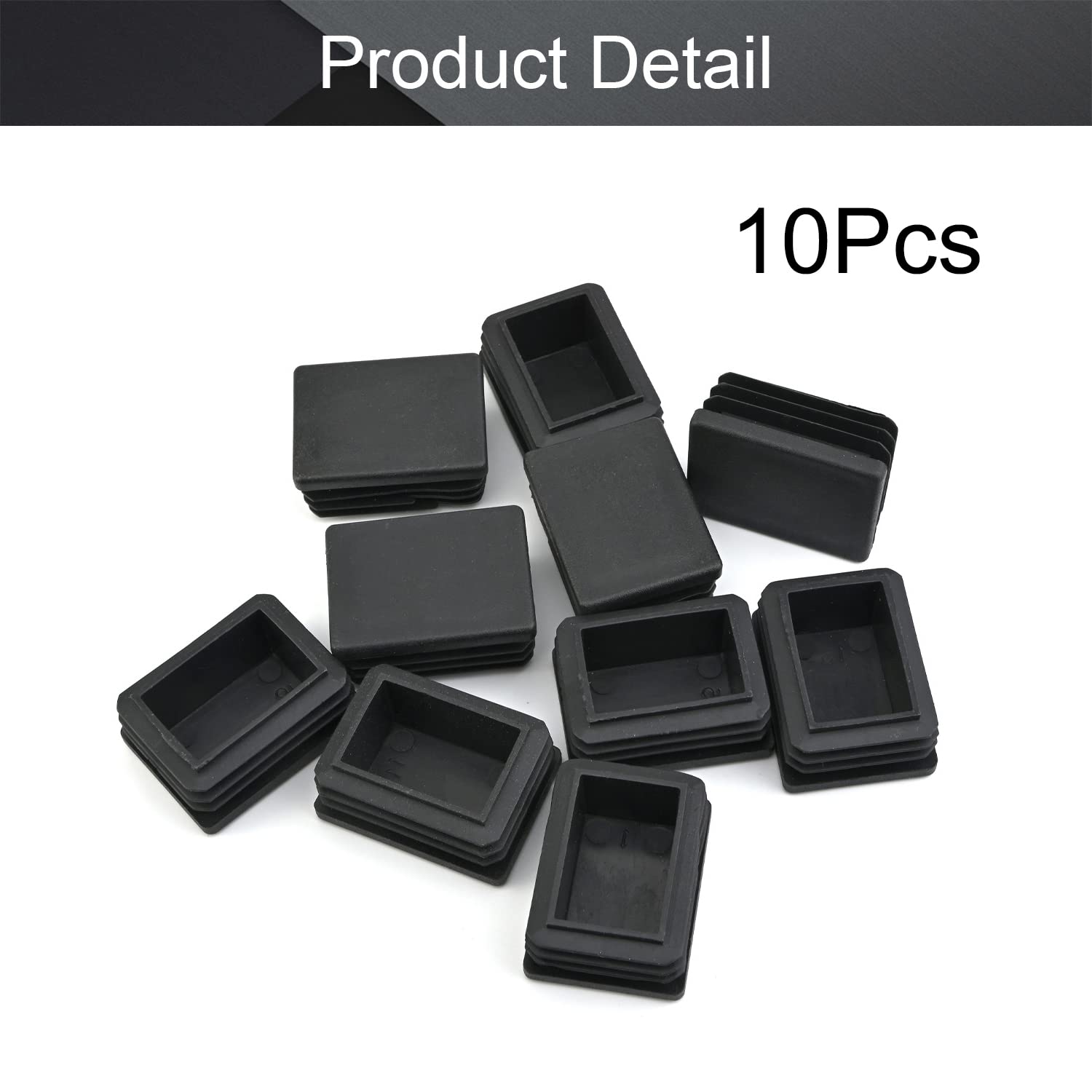 MroMax 40mm x 30mm Rectangle PP Tubing End Cap Steel Furniture Pipe Tube Cover Insert Black 10 Pcs, 30*40mm 10pcs - Image 4