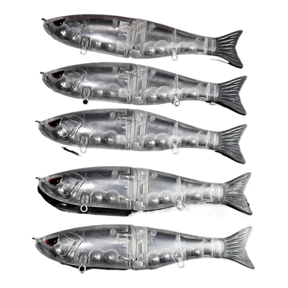 HUFFA Lot de 5 leurres de pêche artificiels Non Peints Glide Shad Bait 18 cm 60 g avec Queue Souple et Yeux 3D