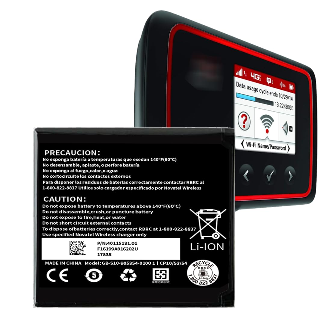 6620L Replacement Battery for Novatel Jetpack MiFi 6620/MiFi 6620L/MiFi 6630L Mobile Hotspot P/N 40115131.01