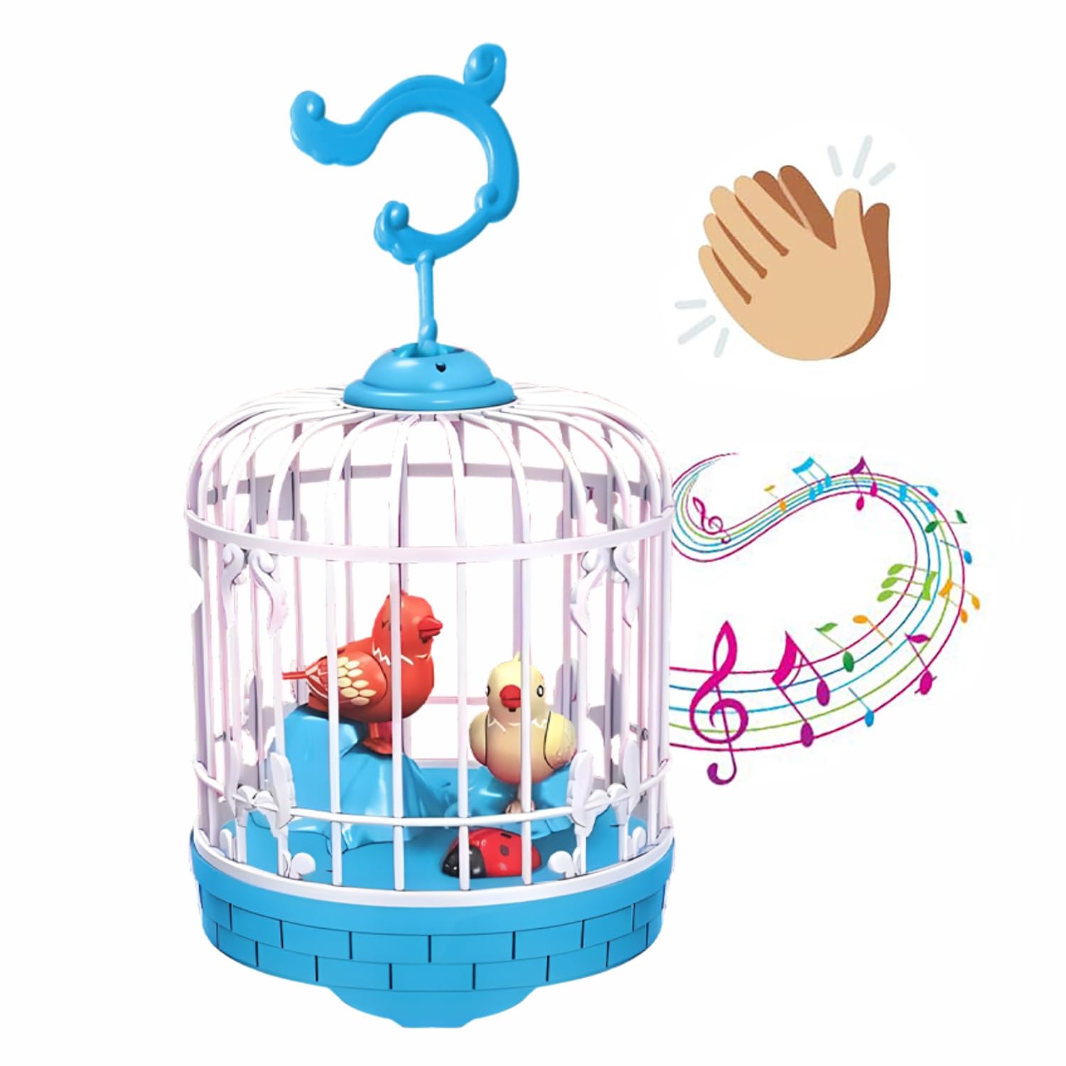 AIBEX Interactive Talking Bird Toy for Kids | Repeats What You Say | Singing, Chirping, and Moving Bird in Cage | Educational & Fun Gift for Children - Blue-picture-14