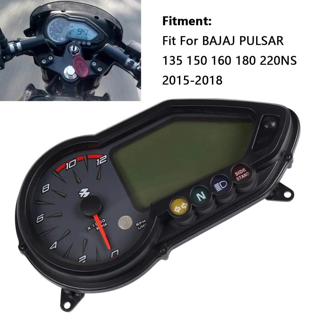 Miernika Motocykla instrumenty Prędkościomierz motocyklowy cyfrowy obrotomierz LCD Instrument pasuje do BAJAJ180 Pulsar 220S Pulsar125 135 150 160 180 220NS 2015-2018