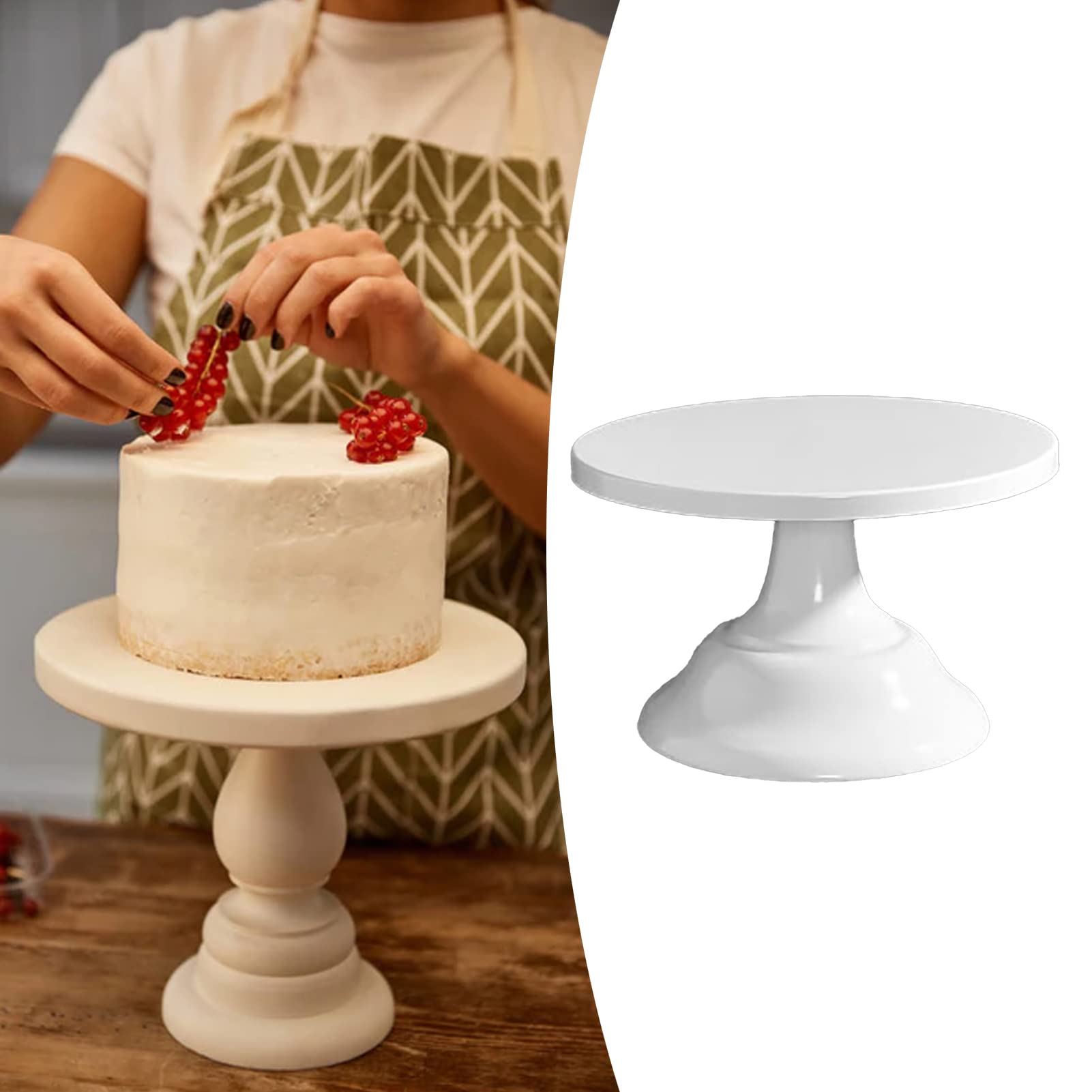 Alzata per Torta in Metallo, Porta Torta Rotonda Resistente per Feste - Supporto per Dolci, Cupcake, Dessert - Ideale per Matrimoni, Compleanni, Eventi (Bianco Piccolo)