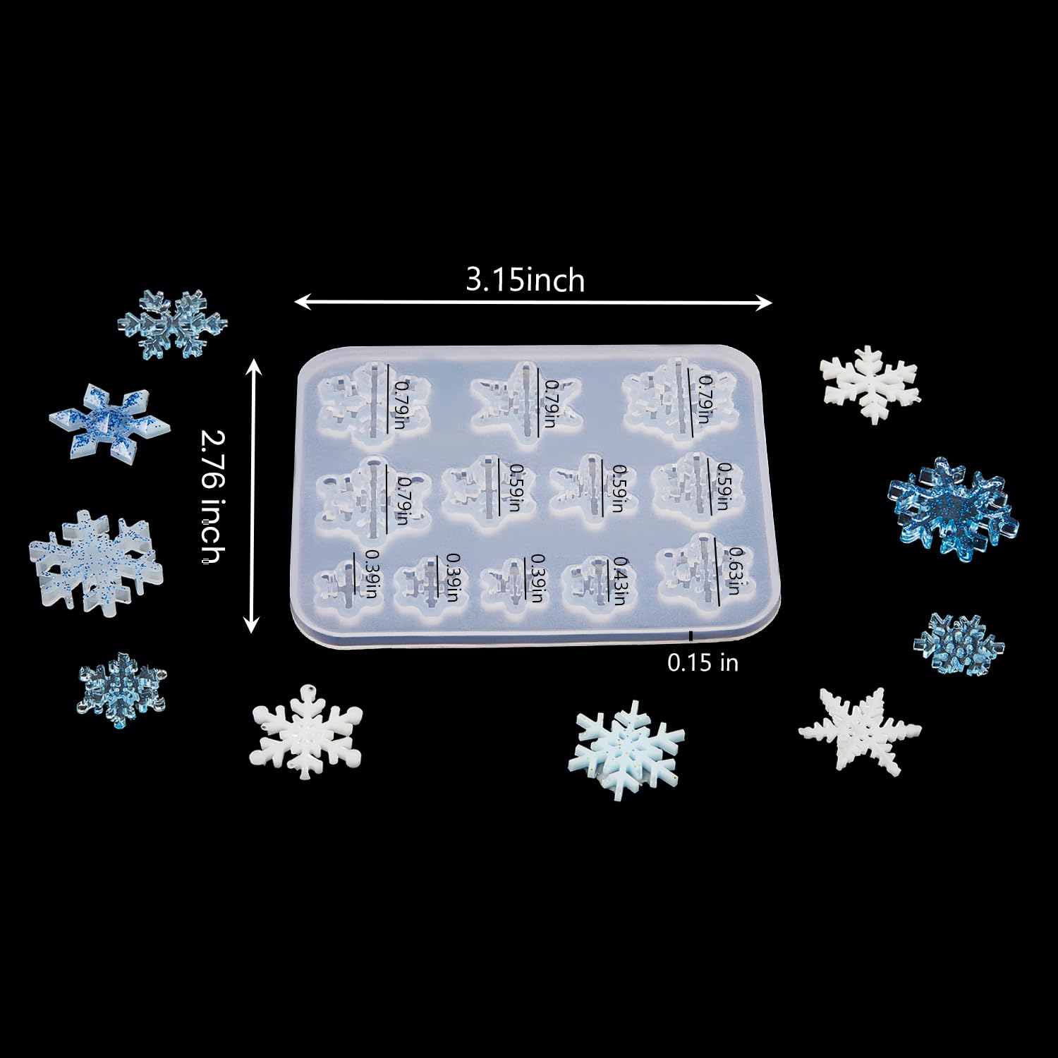 Stampi a forma di fiocco di neve adatti per gioielli in resina siliconica stampi per gioielli tra cui orecchini, ciondoli, bracciali, collane