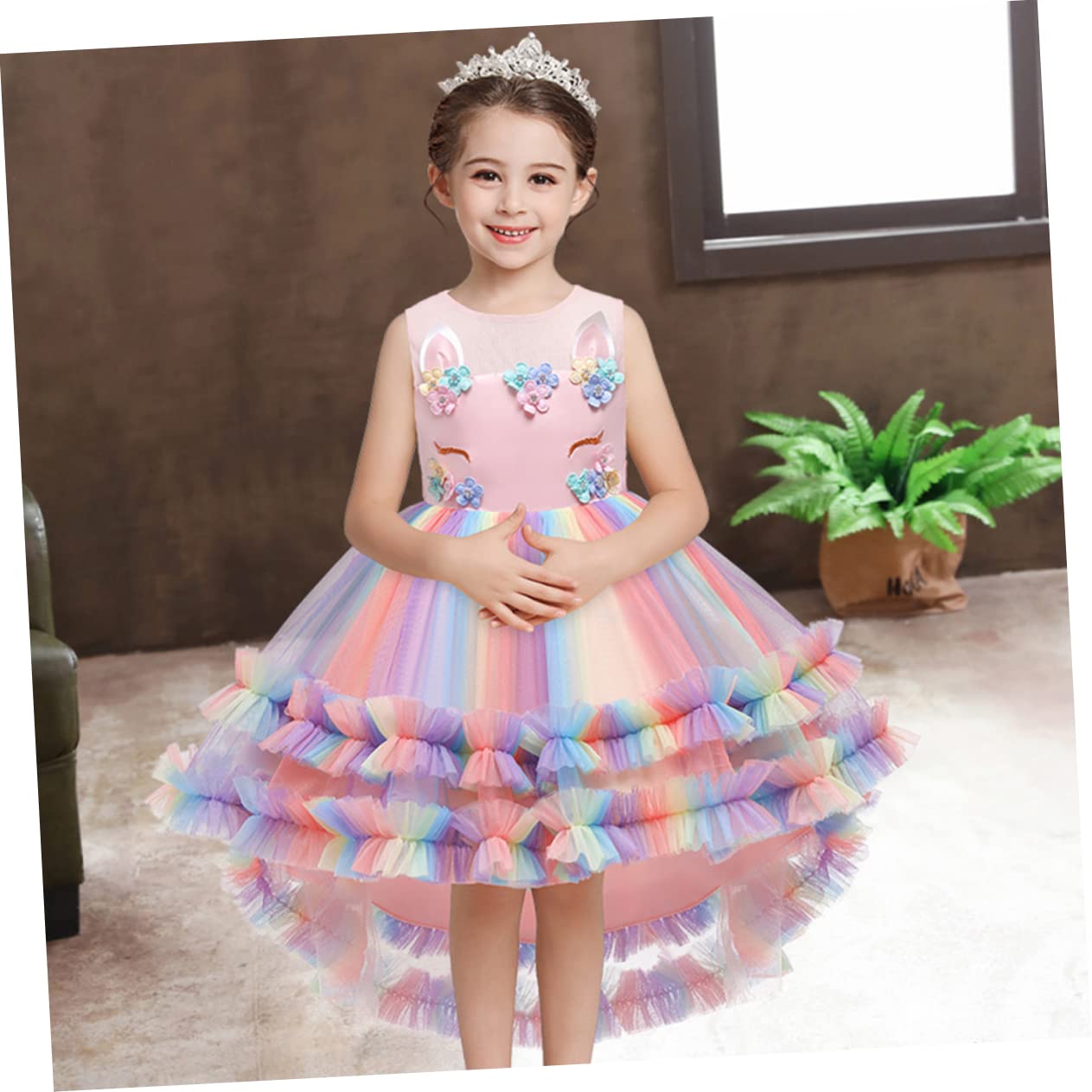 COLLBATH Tutù Abito in Paillettes Glitterate Costumi Per Bambini Abito in Tulle Per Bambina in Rete Glitterata Costume Da Ragazza Gonna Per Ragazze Da Ballo Cotone Rosa