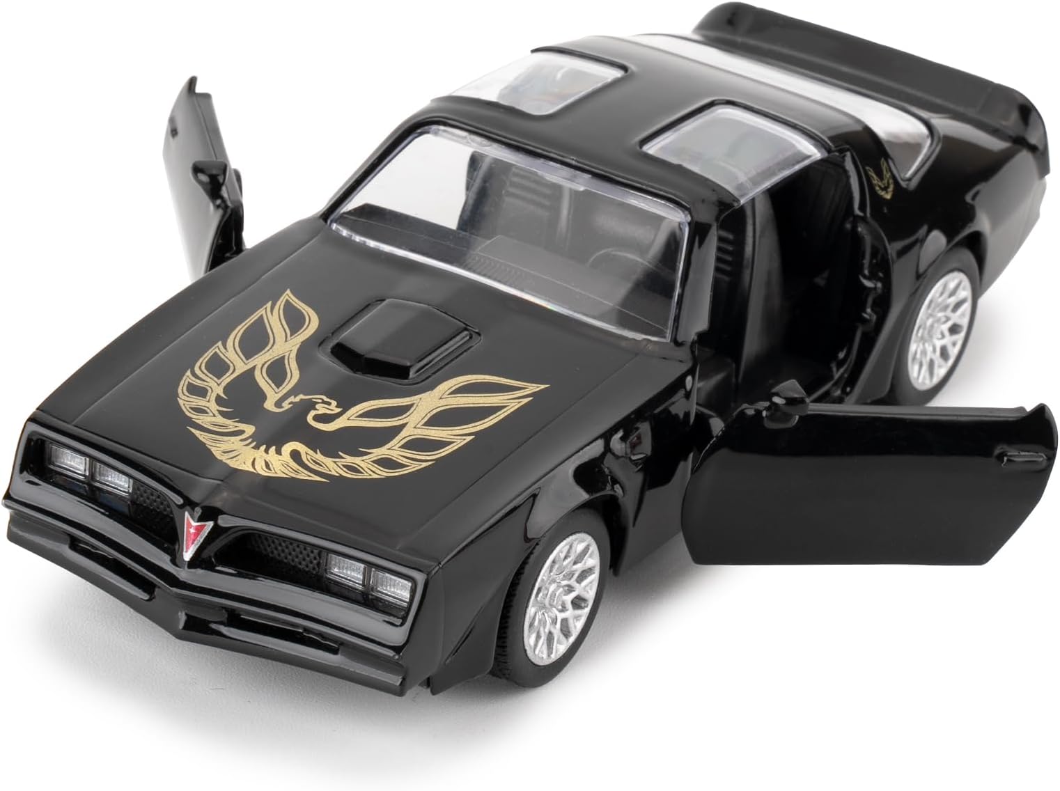 RMZ City 1:36 Pontiac Firebird Trans Am Toy Car, Diecast Pull Back Model Car, Doors Open, Collection Kids Toy for Aged 3 and up, Gift Black