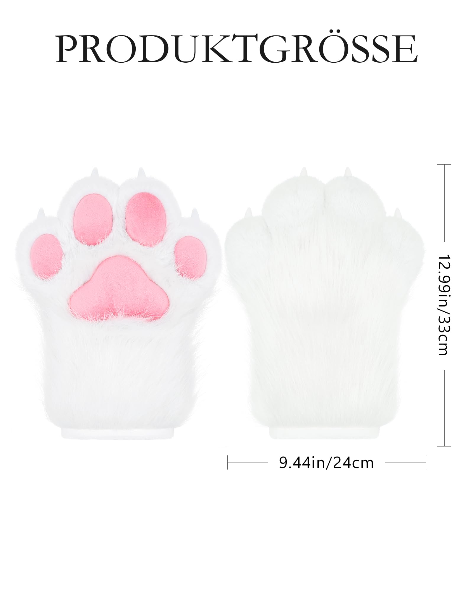 Cosplay Tier Verlängerte Flauschige Kunststoffkrallen für Katzen Fursuit Pfoten Handschuhe Erwachsene Kostüm Zubehör Set