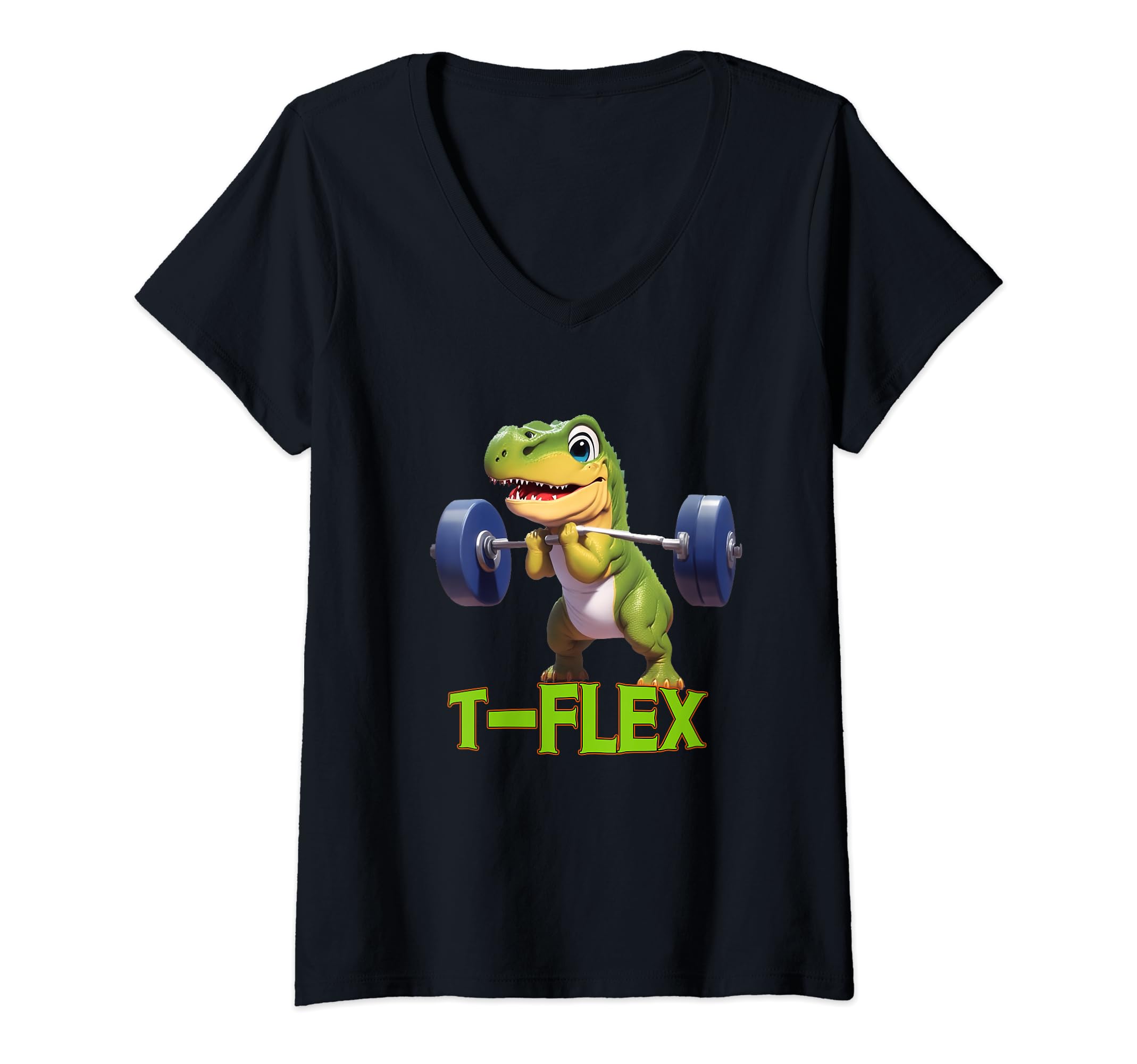 Funny Weightlifting T-Flex Gym wearFunny Gym T-Rex T-Flex Weightlifting Dinosaur V-Neck T-Shirt