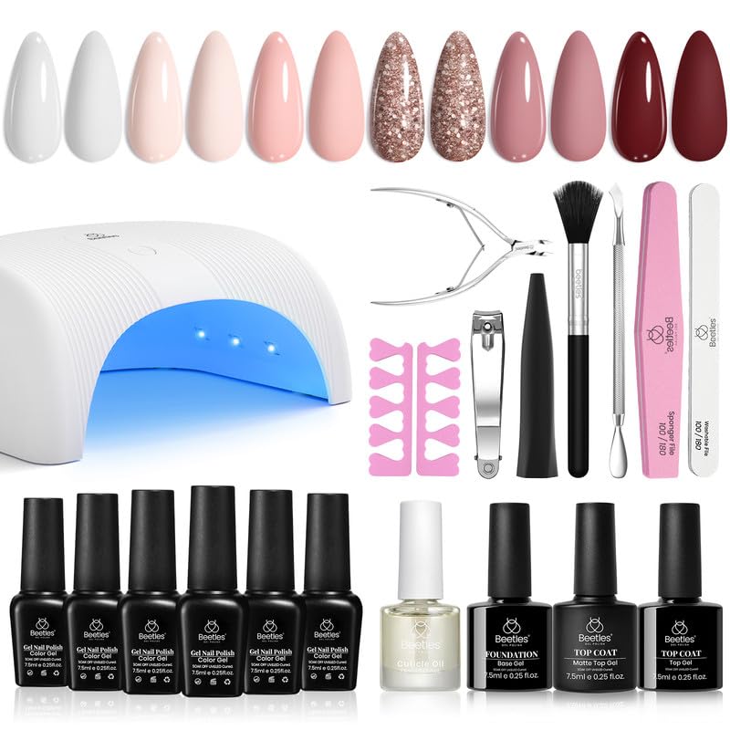 Beetles Gel Nail Polish Kit with U V Light, 6 Colors...