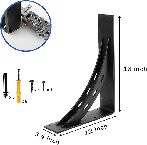 Miniatura 7 de FIRMETAL , Soportes de estante resistentes, carga máxima de 1100 libras, soportes de metal de aleación de alta calidad (juego de 2) soportes de
