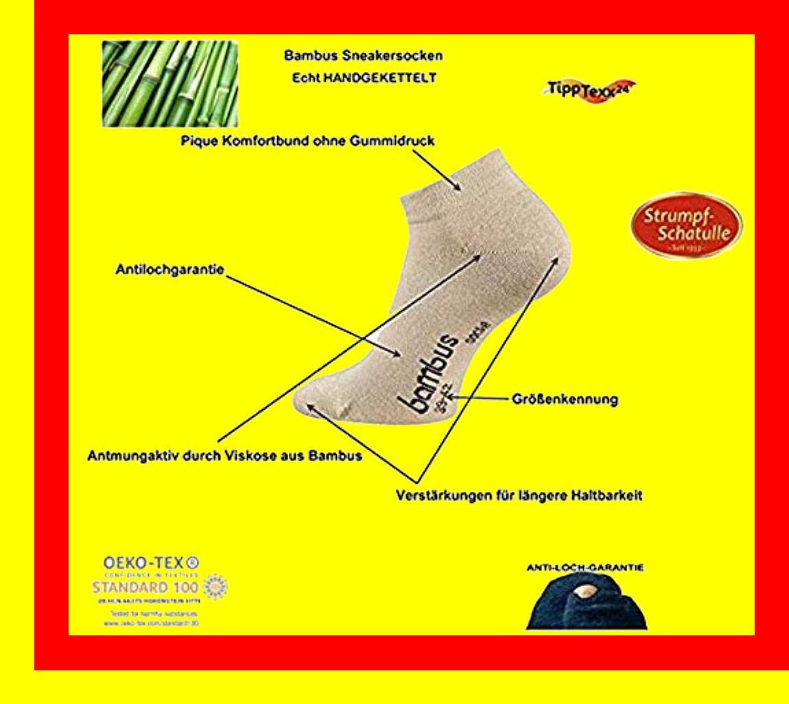 TippTexx 24 12 Paar Sneaker-Bambussocken mit Anti-Loch-Garantie,Ökotex, Geruchskiller (Bambussocken K6)