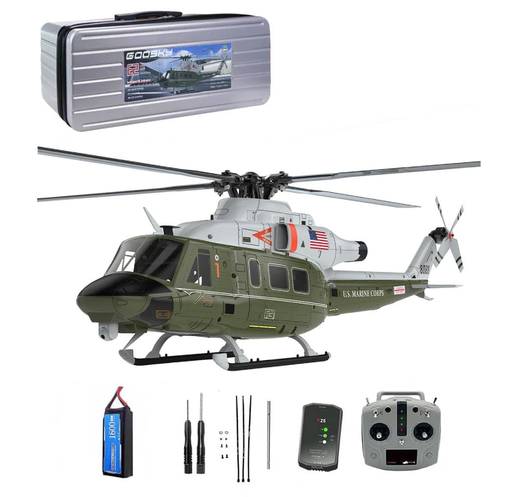 GOOSKY E2 UH-1Y RC helikopter dla dorosłych, 2,4 G, 6 CH, podwójny, bezszczotkowy DD, akrobacyjny helikopter RC, GTS, sterowanie lotem, tryb 1/2, statek powietrzny, prezenty RTF
