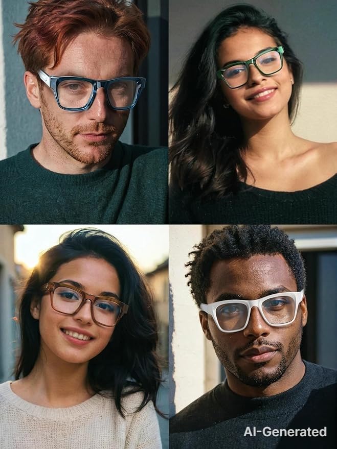 Image of VISOONE Square Blue Light Blocking Glasses TR90 Clear Lens for Women Men BONA