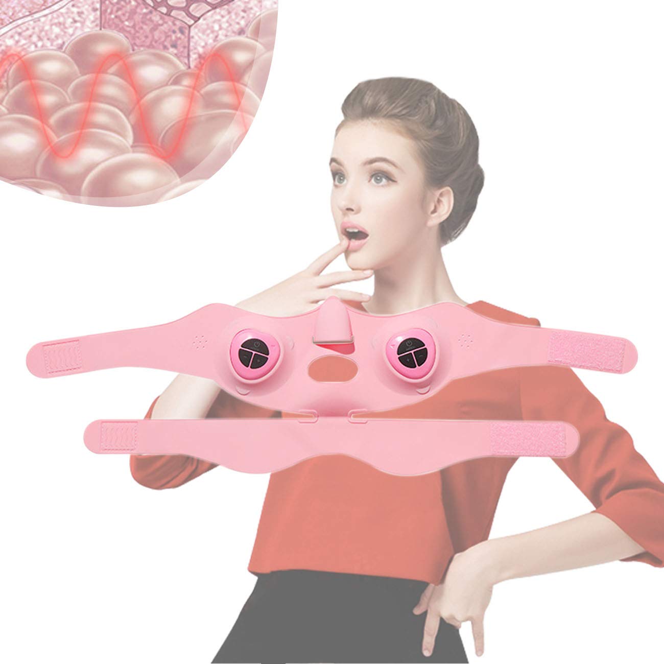 Lnobern Jawline Shaper, Double Chin Lifting Massager with 3 Modes, 5 Levels Adjustable, EMS Micro Current for Anti-aging Skin Tightening Improve Facial Contour