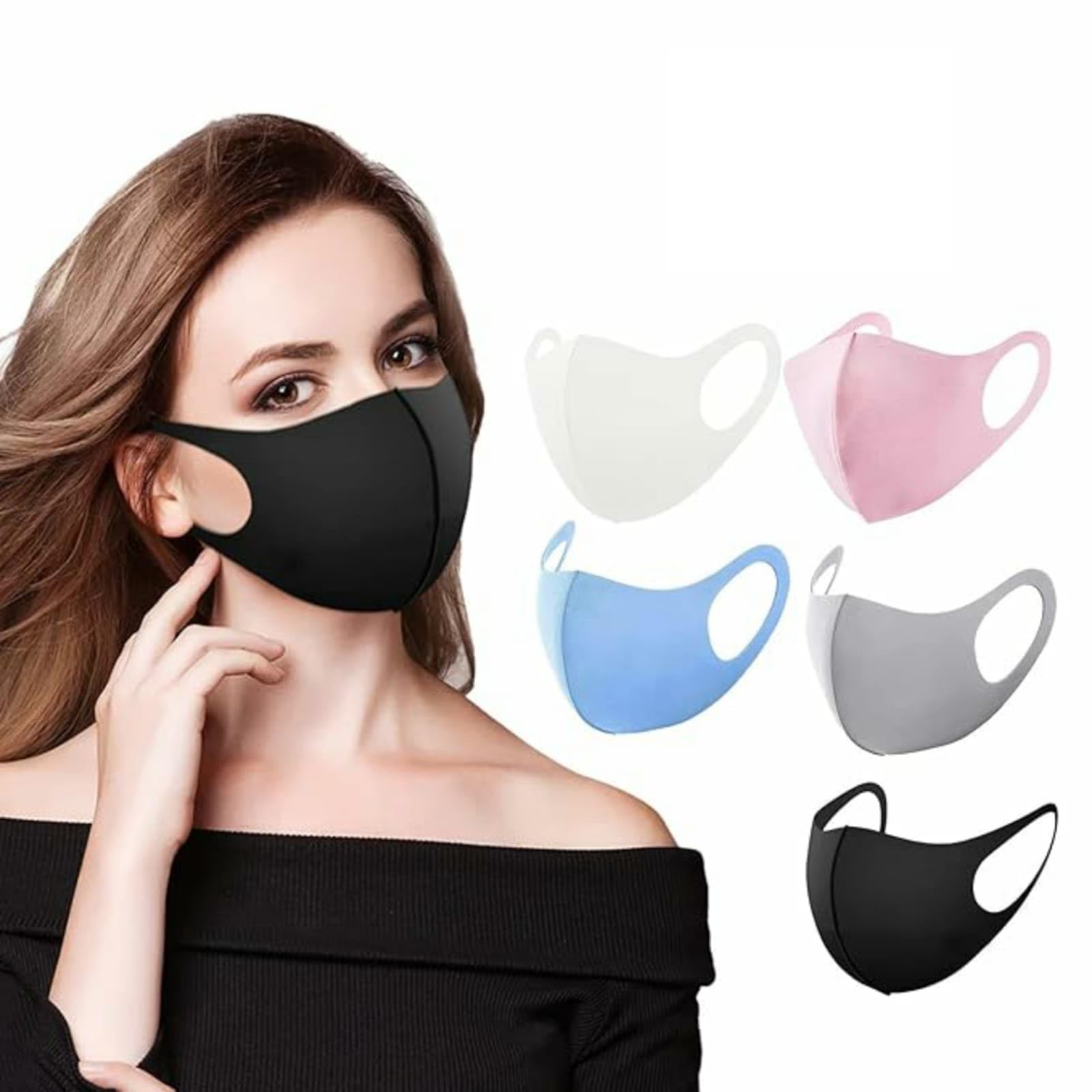 Super Breathable Washable & Reusable Cloth Mask for Men & Women Stylish with UV Protection & Stretchable Material (Black)-image-17