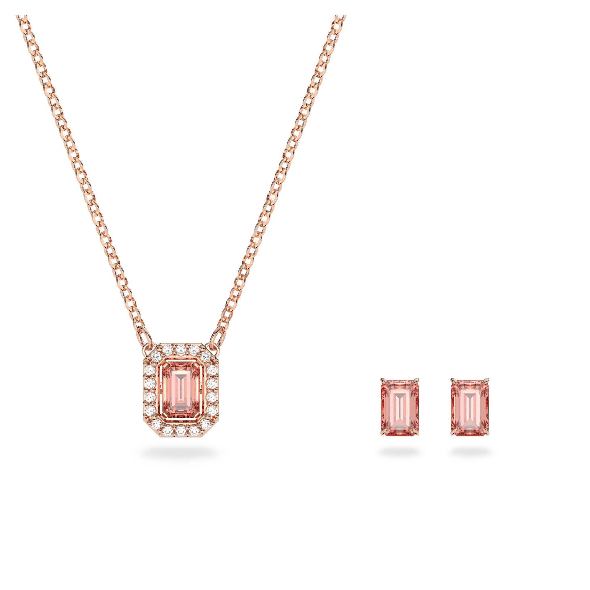 Swarovski Millenia Set, Rhodinierte Halskette und Ohrringe mit Strahlenden Kristallen