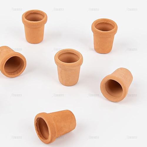 Miniatura 5 de AUEAR, Paquete de 8 mini macetas de arcilla para jardín de hadas, maceta de cerámica de cerámica, cactus y flores, maceta para suculentas a escala