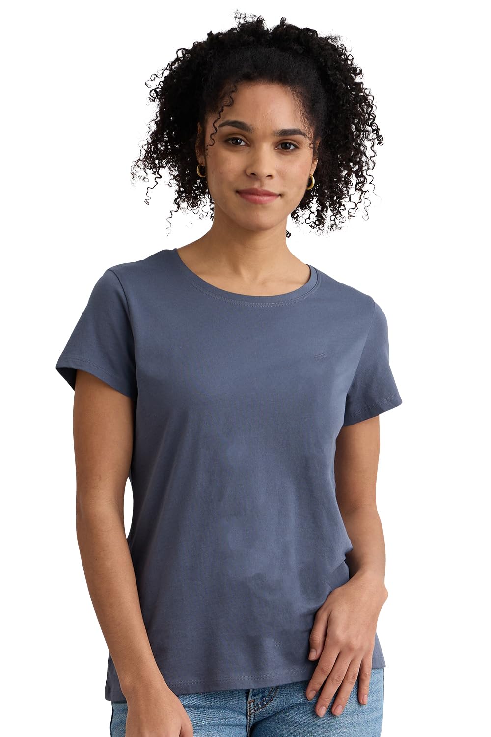 Fair Indigo Women's 100% Organic Pima Cotton Short Sleeve Relaxed Crew Neck T-Shirt