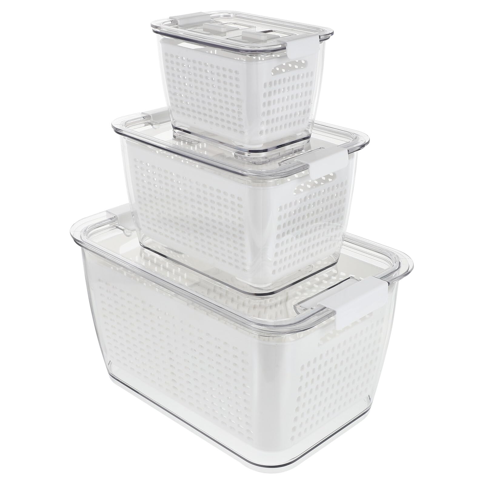 SOIMISS 1 Satz Abtropfbox für Obst und Gemüse als Kühlschrankbox | Weißes Pet Pp Abs, Ablaufsieb mit Griffdesign, für Meerfrüchte und Früchte zu Hause