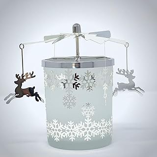 Reindeer Decor - Candle Spinner - Dangling Reindeer Spin Around Snowflake Candleholder - Spinner Turns from The Heat of The Candle - 5.5" H x 4.5" W