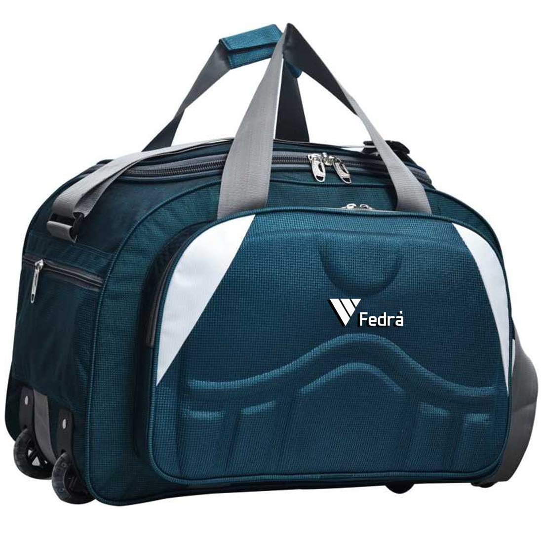 Epoch Nylon 55 litres Waterproof Duffle Bag Strolley Duffle Bag- 2 Wheels - Luggage Bag - (Green White)-image-35