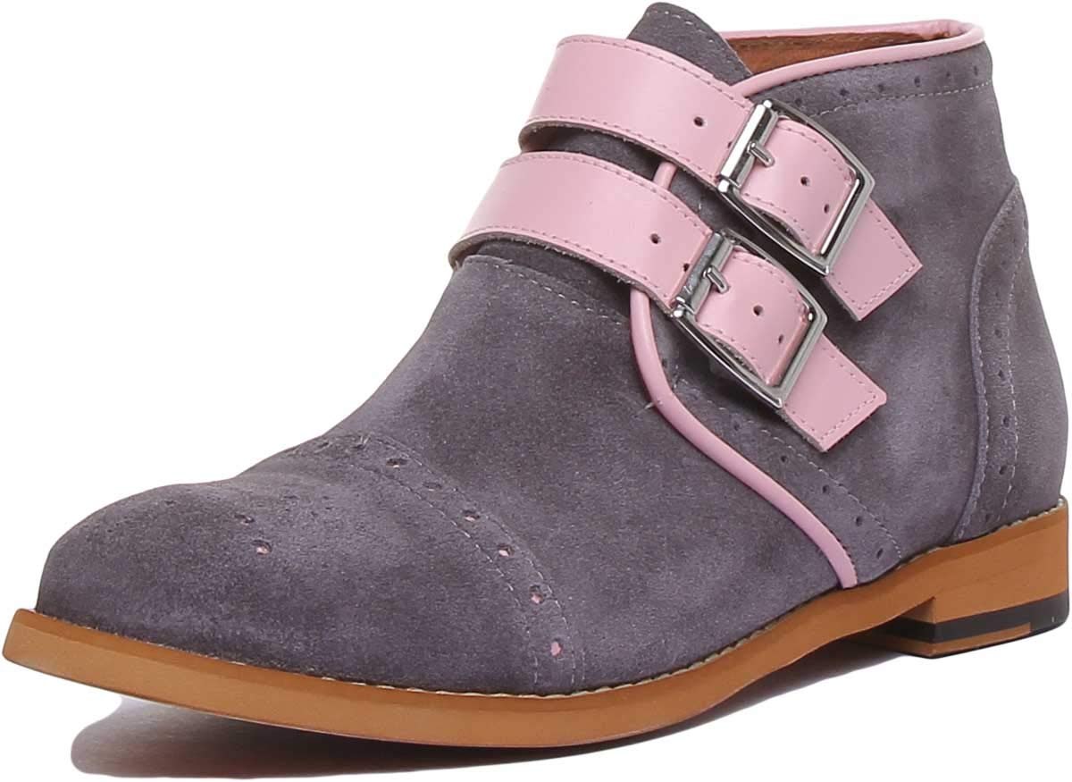 Justin Reece EnglandImogen Womens Suede Leather Ankle Boots In Graypink (3 UK, Graypink)