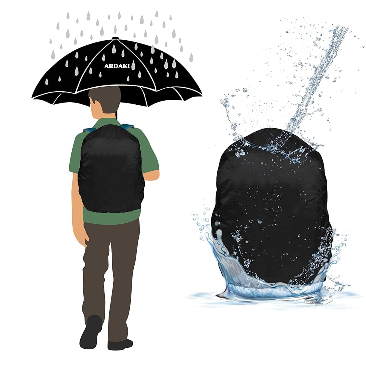 LISHER Nylon 100% Rain & Dust Proof Protector for 30L to 40L Backpacks, Rain Cover for Bags with Storage Pouch, Rain Cover for School Bags, Rain Cover, Specially for Trekking & Camping 2
