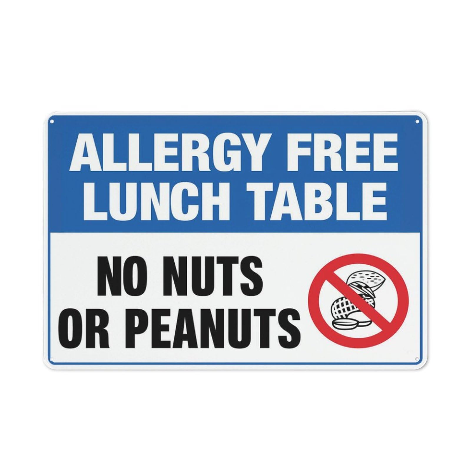 Allergy Free Lunch Table No Nuts Or Peanuts Sign Metal Signs 12X8 Inch Rust Free Aluminum,Uv Ink Printing,Durable/Weatherproof Outdoor For Home