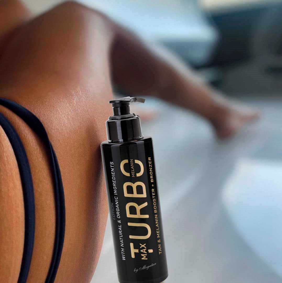Natürliche Solarium-Lotion MegaTan Max-Turbo mit Bronzer 160ml | Dunkler Bräunungsbeschleuniger für Sonnenbänke | Intensivierer & Melanin-Booster | Bräune - pflegende Bodylotion