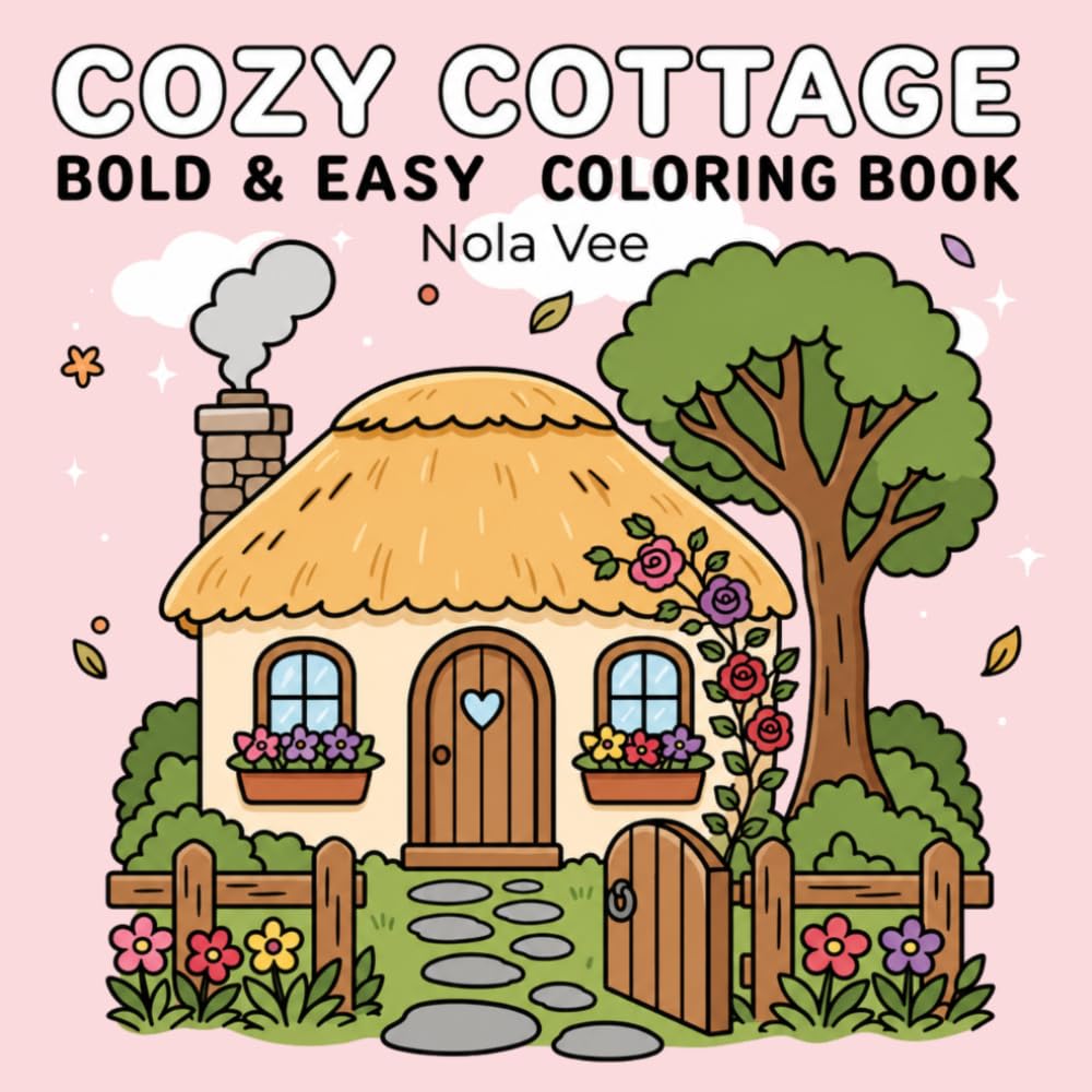 Cozy Cottage: Bold and Easy Cottagecore Coloring Book for Adults and Teens Featuring Relaxing Scenes for Stress Relief and Relaxation